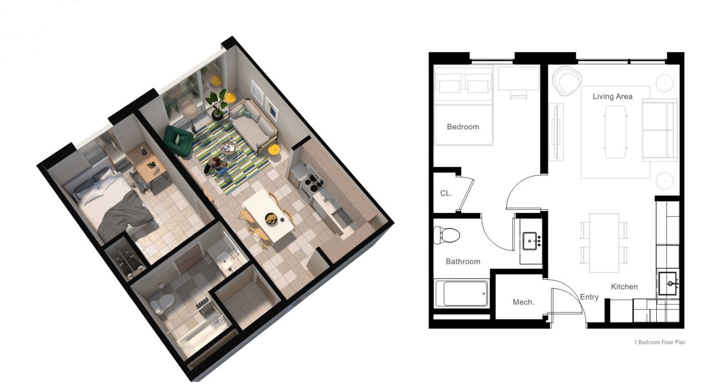 1 bedroom floorplan