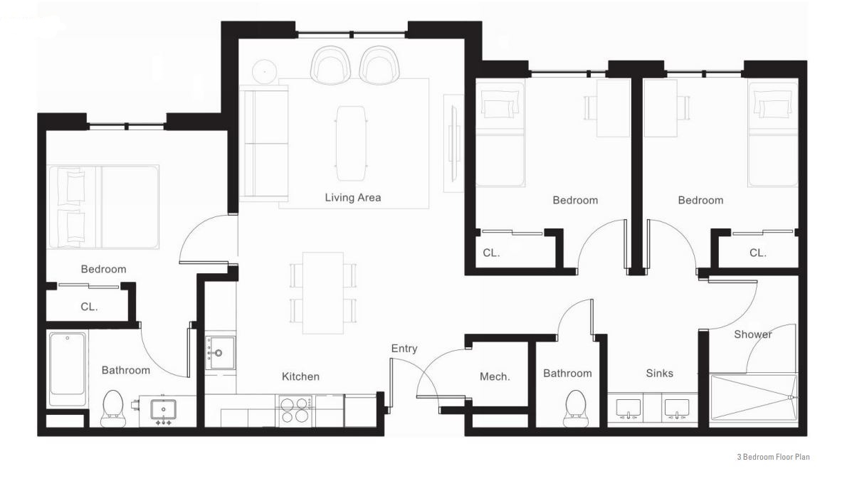 3 bedroom floorplan